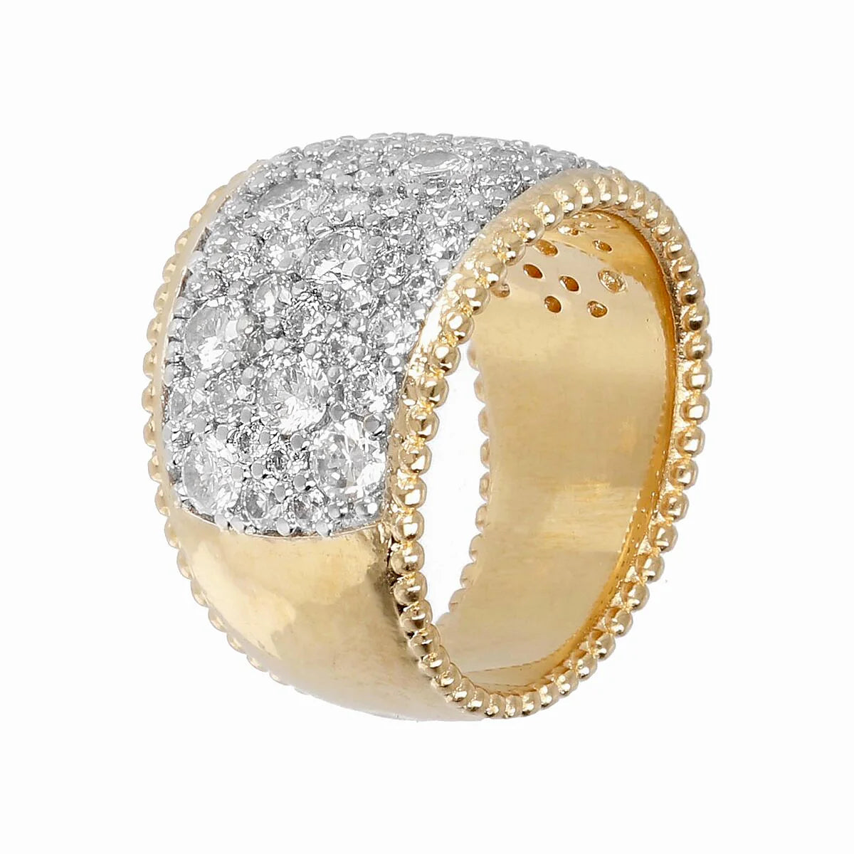 Anello donna Etrusca a Fascia Graduato con Pavé in Cubic Zirconia