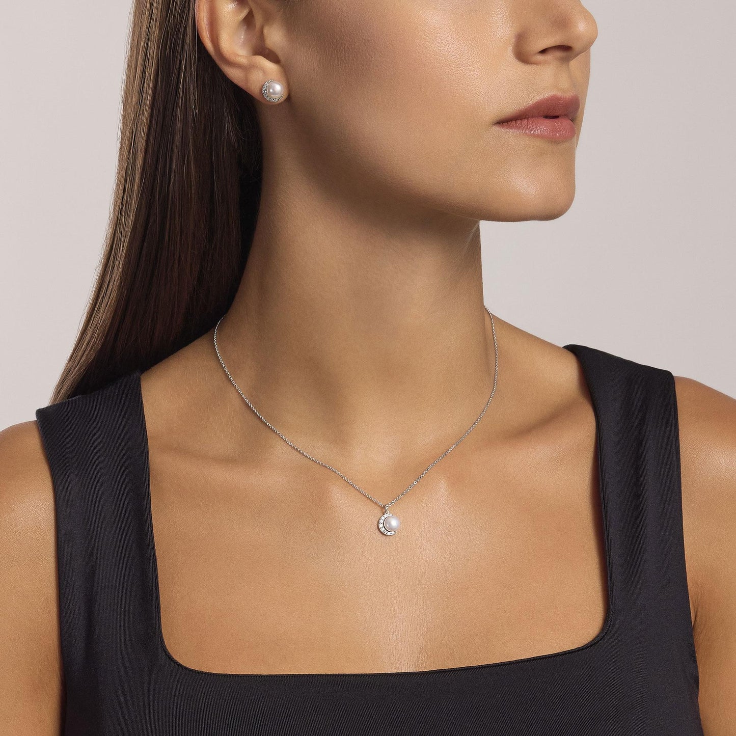 Collana donna Mabina con ciondoli luna e perla