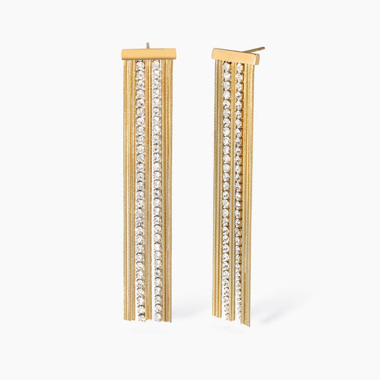 Orecchini Kidult donna con catena e tennis gold