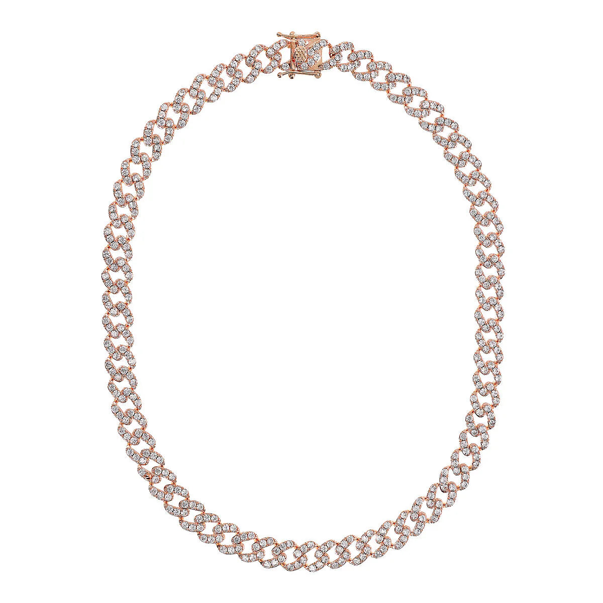Collana Bronzallure Girocollo Catena Grumetta Squadrata con Pavé di Cubic Zirconia