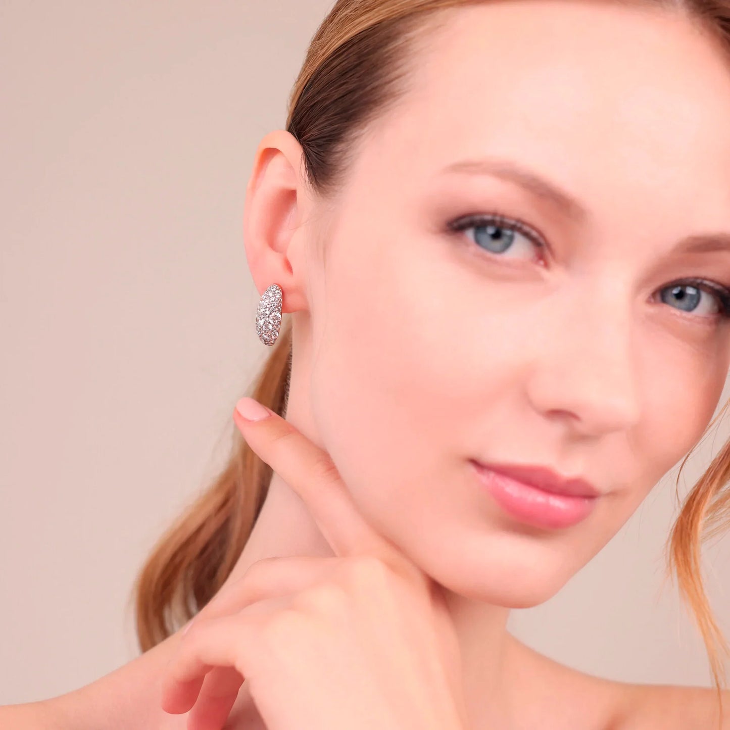 Orecchini Bronzallure donna Ovali a lobo rosè