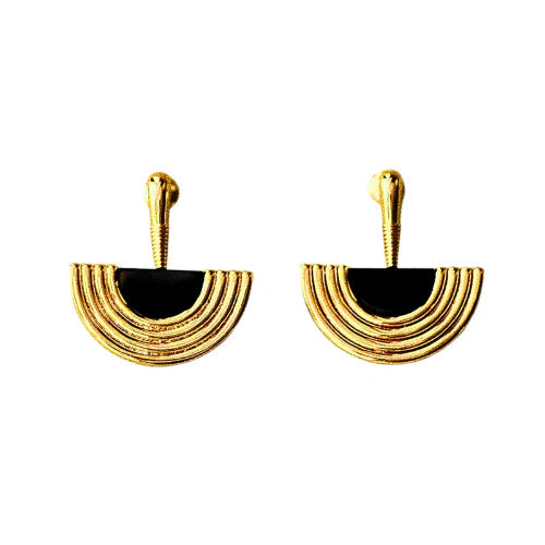 Orecchini Piti Malì donna Auraluna Mezza luna con smalto nero