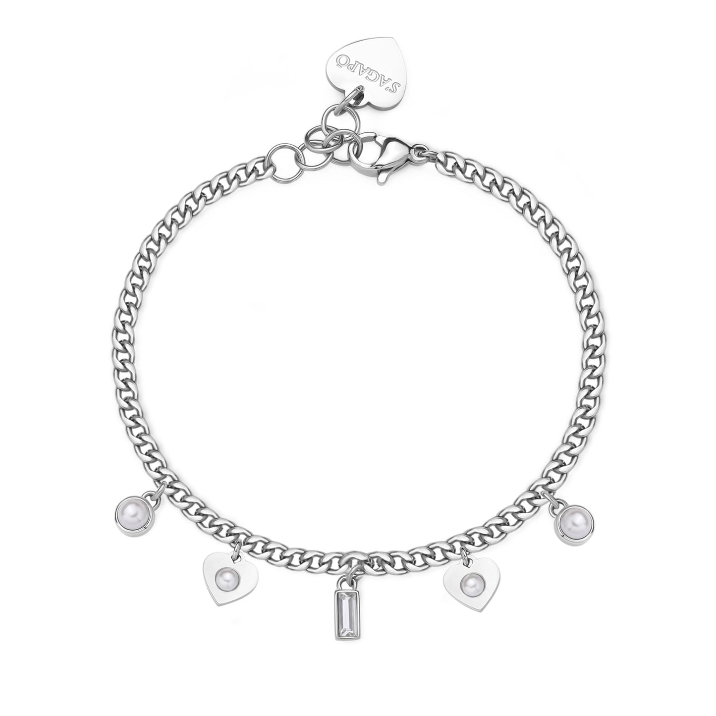 Bracciale S'Agapò donna Message Cuori e perle