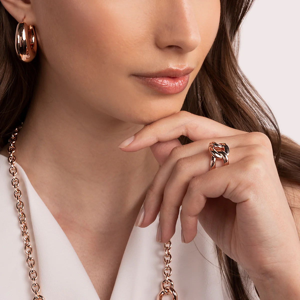 Anello Bronzallure a Fascia con Maglia Intrecciata