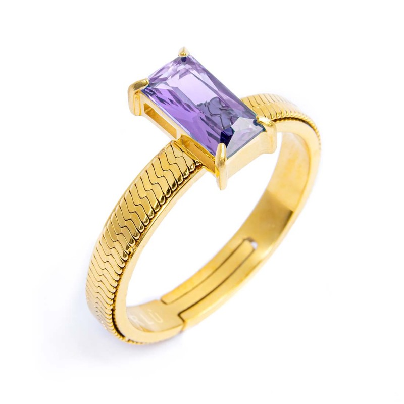 Anello Marlù Donna con zircone baguette Viola