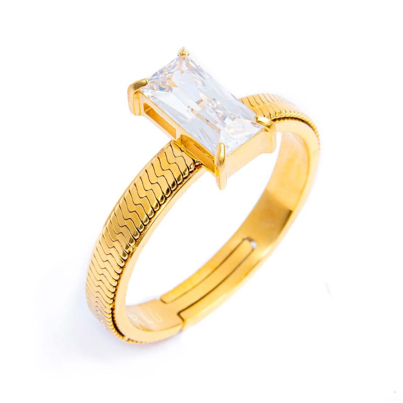 Anello Marlù Donna con zircone baguette Bianco