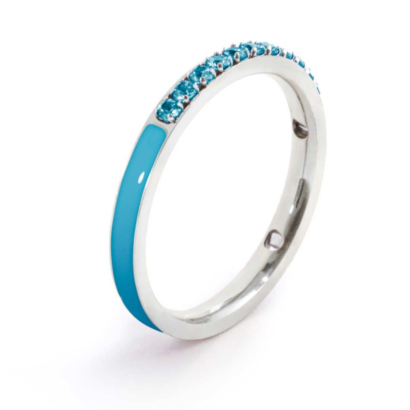 Anello Marlù donna Zirconi e smalto azzurro