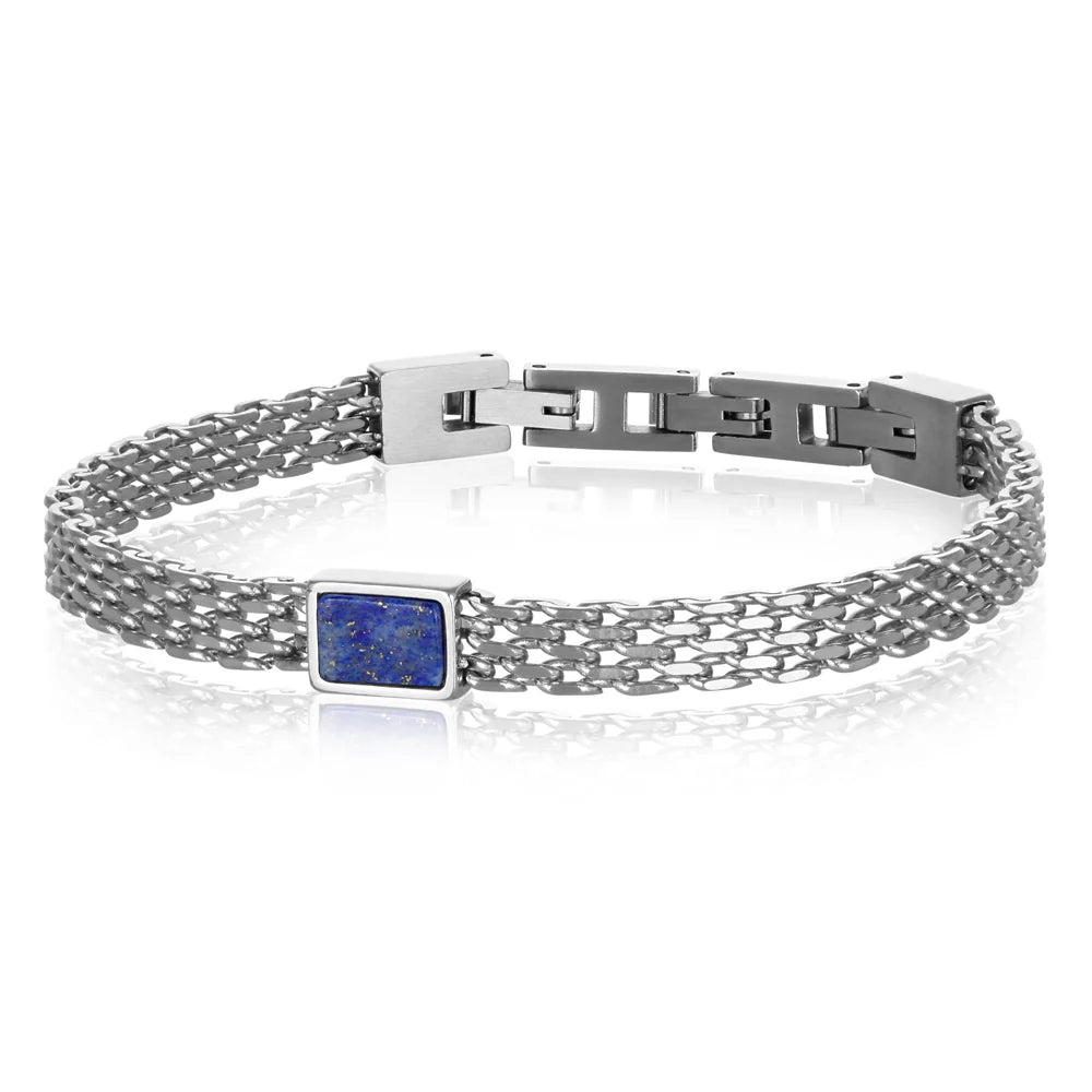 Bracciale Goyatè uomo Tahomi maglia milano e lapislazzuli