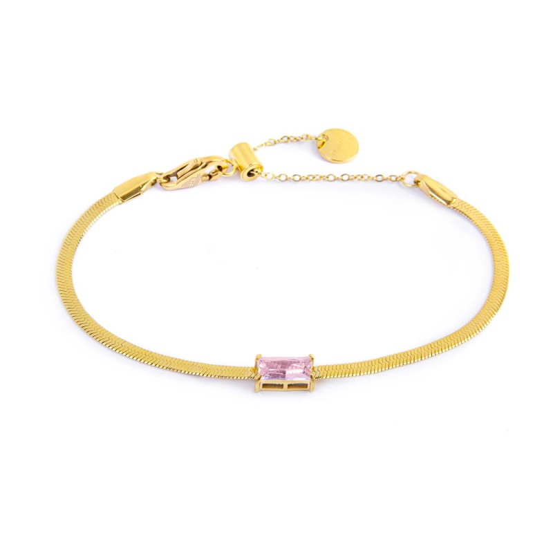 Bracciale Marlù Donna catena snake con zircone baguette Rosa