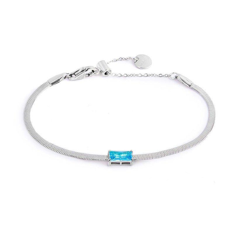 Bracciale Marlù Donna catena snake con zircone baguette Azzurro