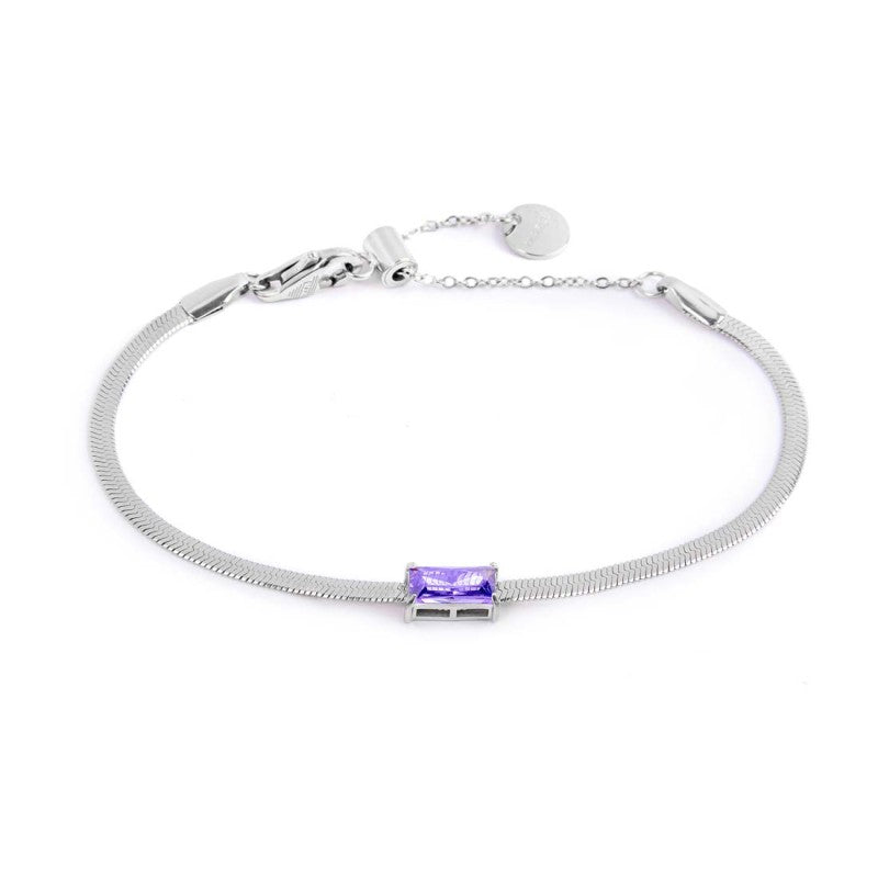 Bracciale Marlù Donna catena snake con zircone baguette Viola