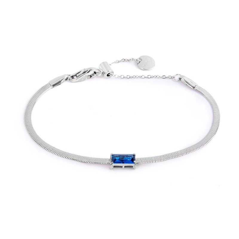 Bracciale Marlù Donna catena snake con zircone baguette Blu