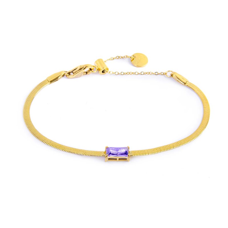 Bracciale Marlù Donna catena snake con zircone baguette Viola