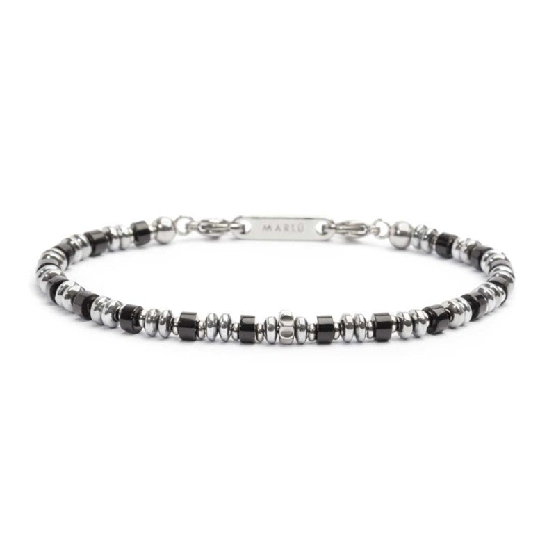 Bracciale Marlù Uomo con rondelle in pietra ed elementi in ematite nera