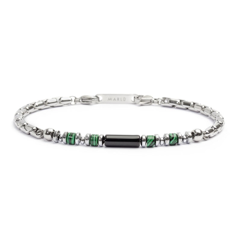 Bracciale Marlù Uomo con elementi in pietra ed elementi in ematite catena box