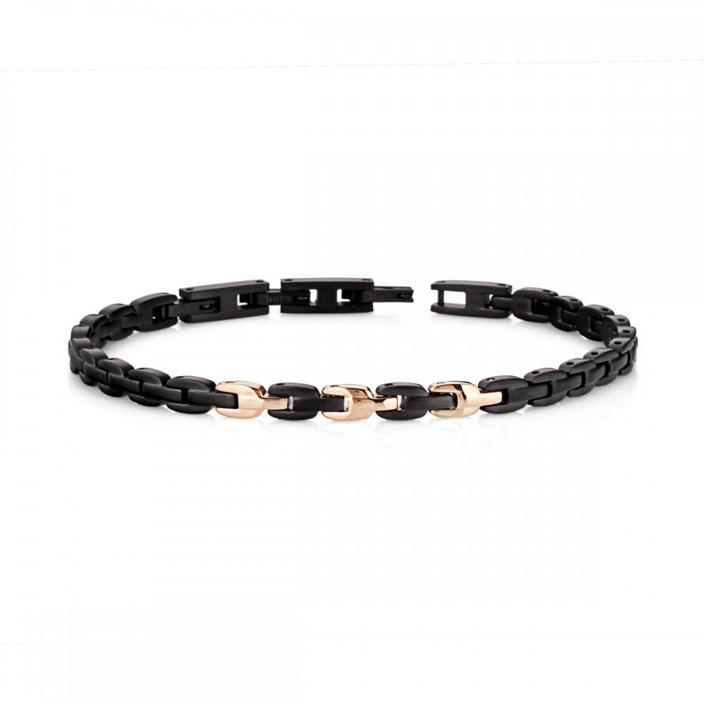 Bracciale Hèctor uomo Catena maglia marina black e rosè