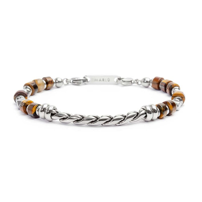 Bracciale Marlù Uomo con rondelle occhio di tigre catena twisted
