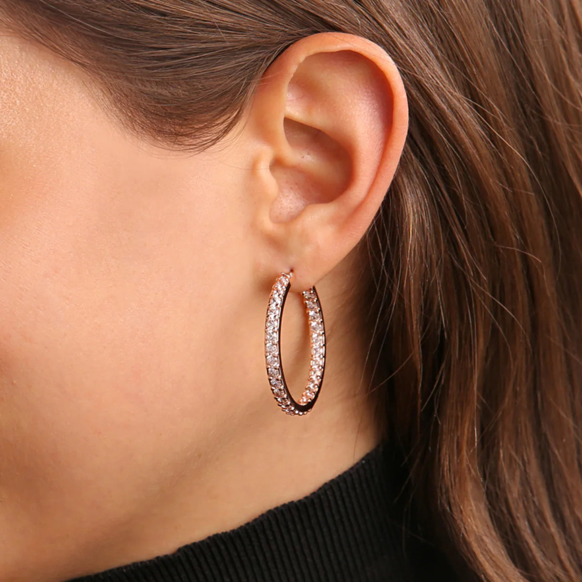 Orecchini a Cerchio Bronzallure Grandi con Cubic Zirconia