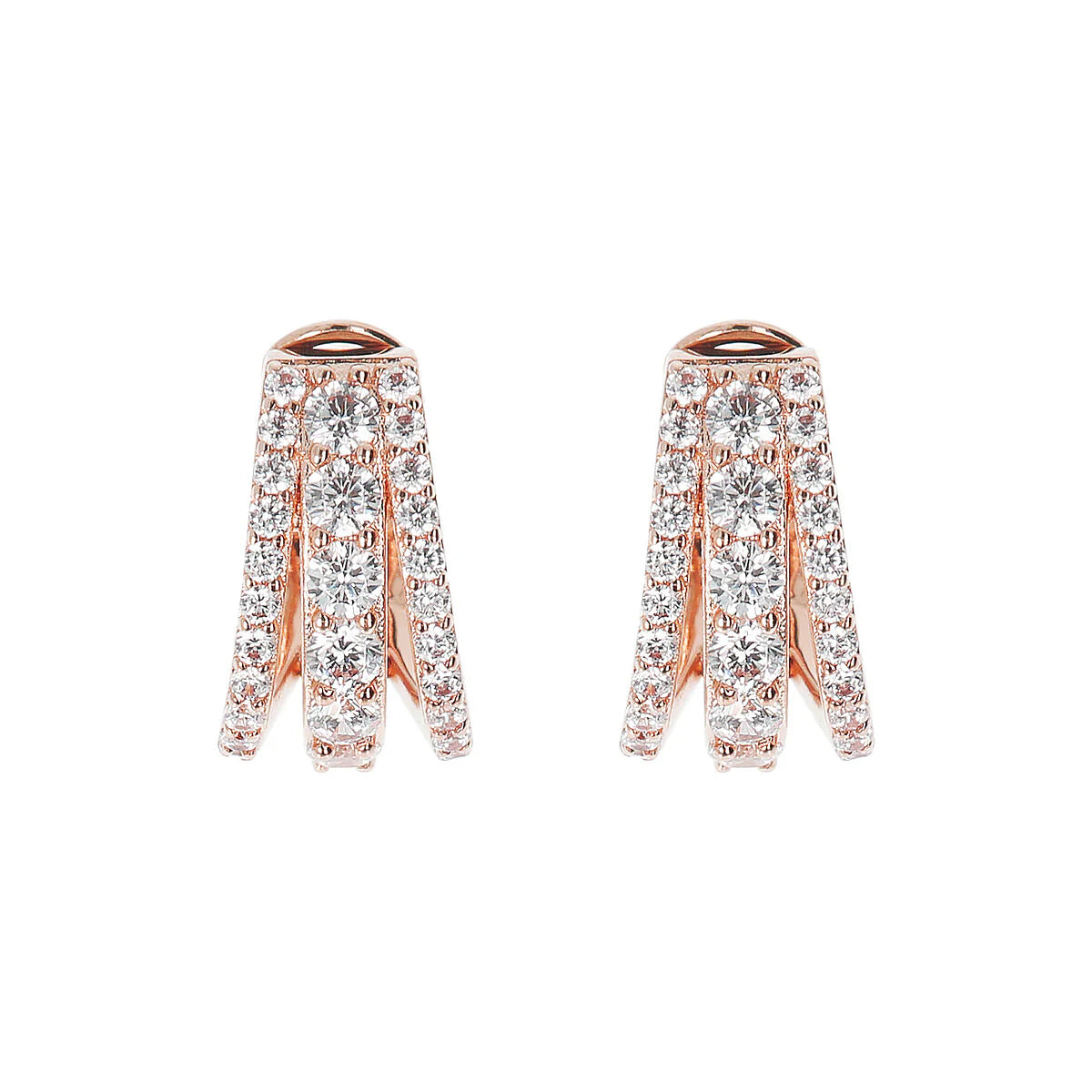 Orecchini Bronzallure a Cerchio Triplo Filo Pavé in Cubic Zirconia