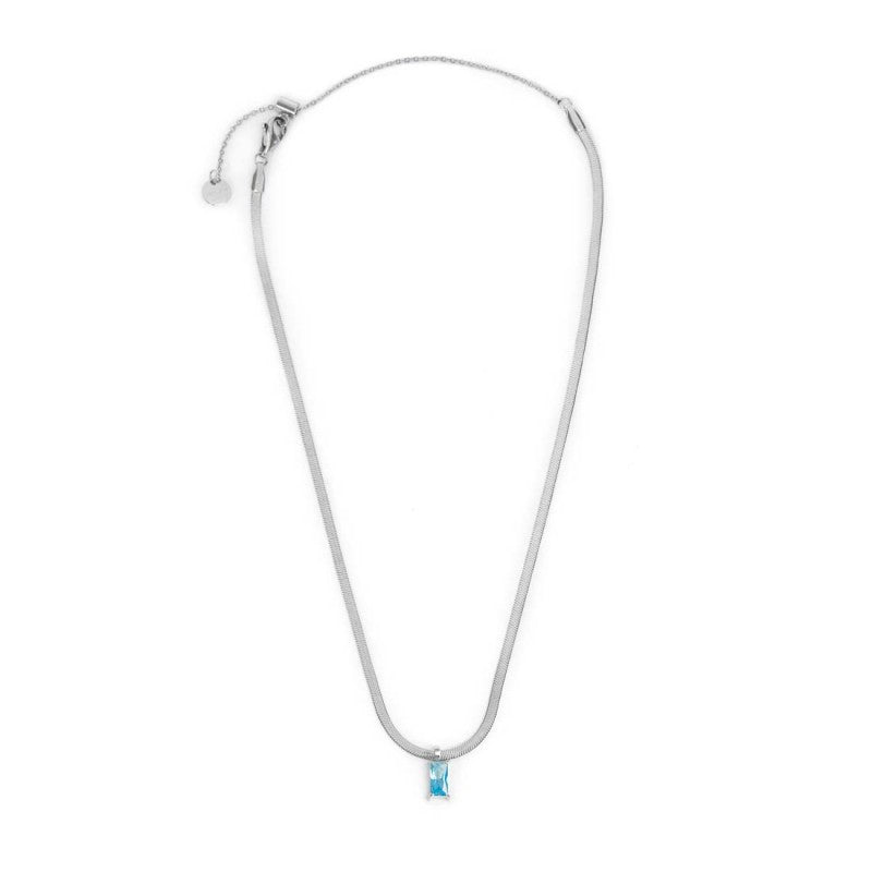 Collana Marlù Donna catena snake con zircone baguette Azzurro