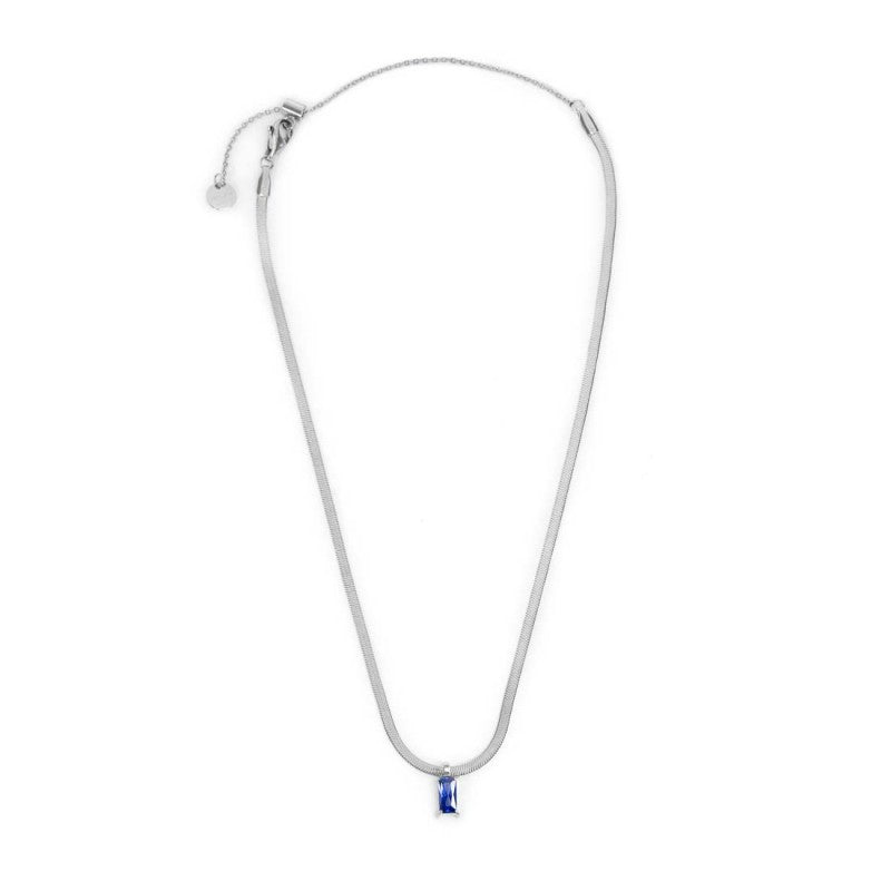 Collana Marlù Donna catena snake con zircone baguette Blu