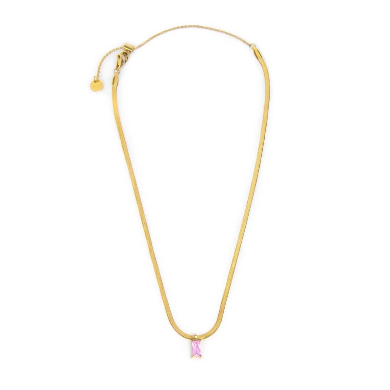 Collana Marlù Donna catena snake con zircone baguette Rosa