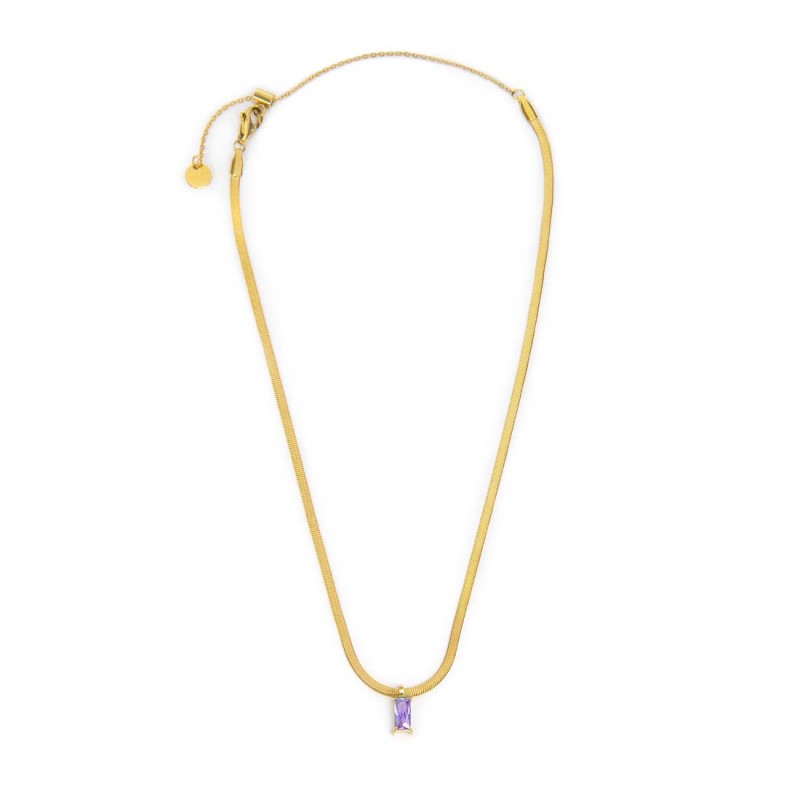 Collana Marlù Donna catena snake con zircone baguette Viola