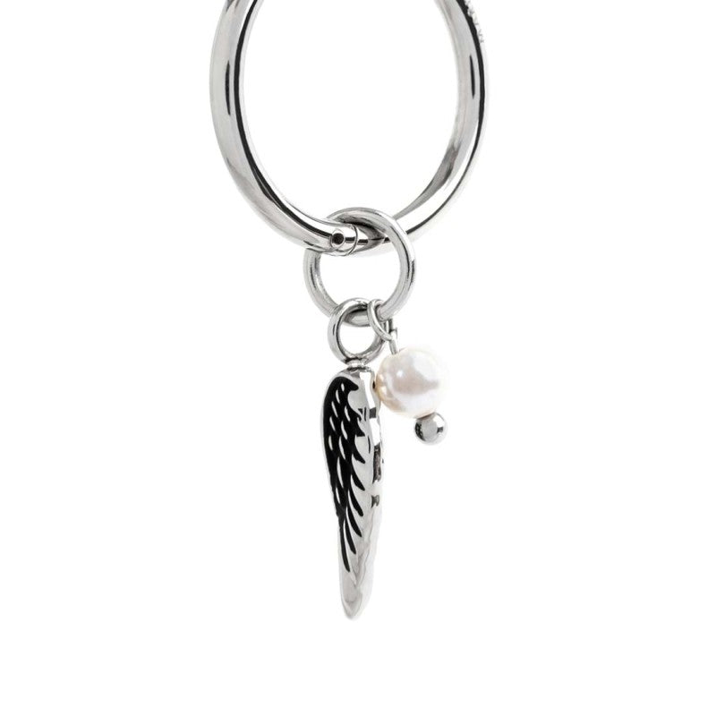 Mono orecchino Marlù a cerchio con ala e perla pendente