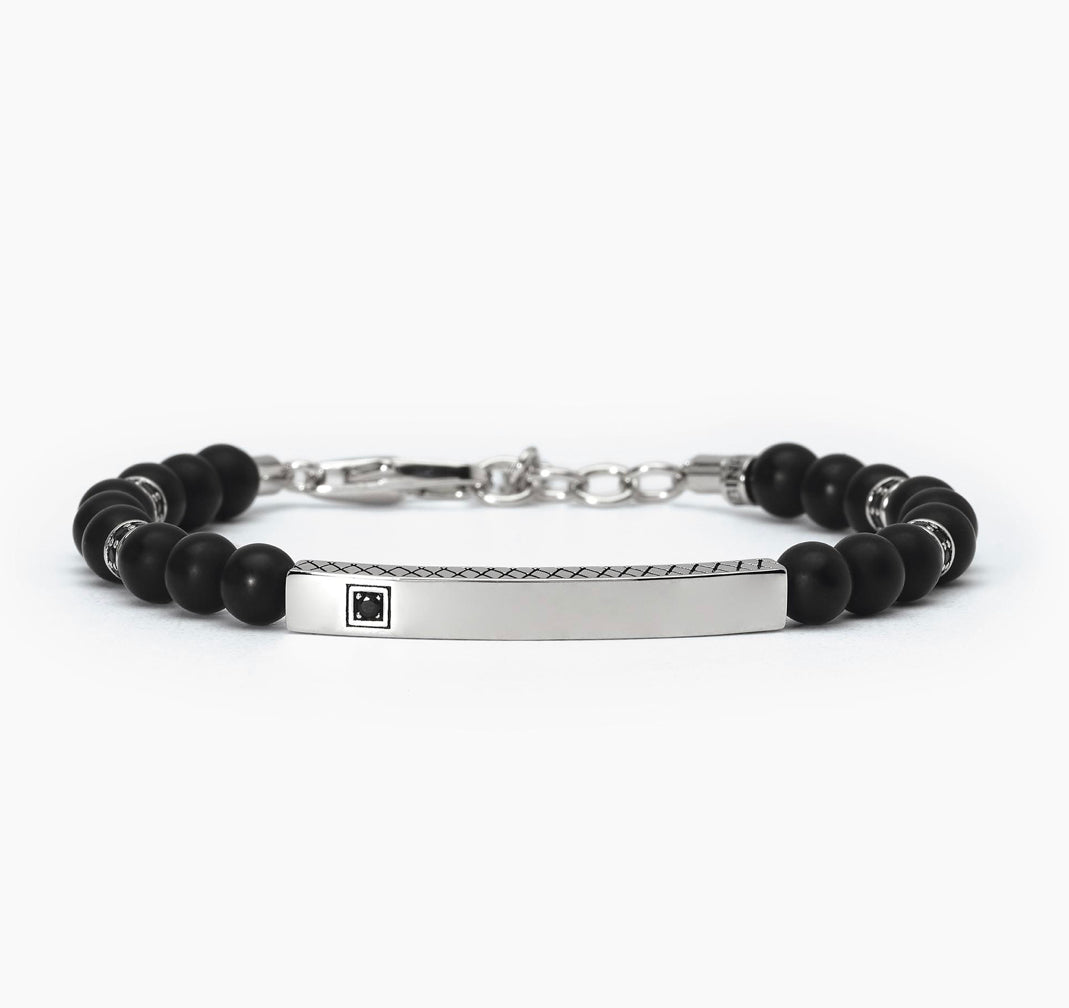 Bracciale Mabina uomo con agata nera STONE CLUB