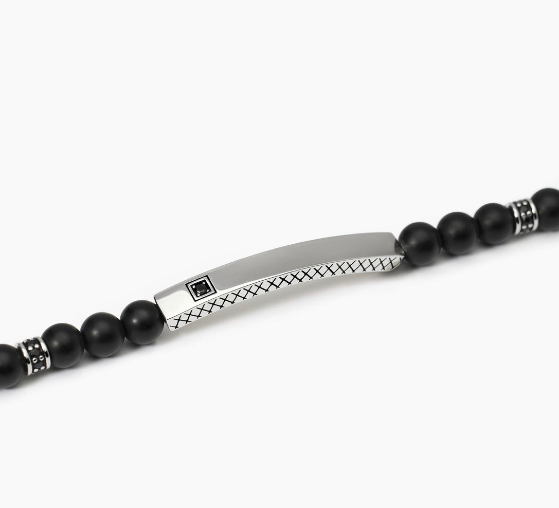 Bracciale Mabina uomo con agata nera STONE CLUB