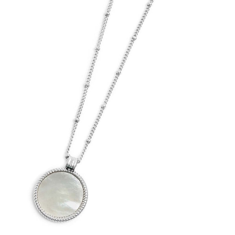 Collana unisex Marlù catena grumetta con pendente tondo bianco