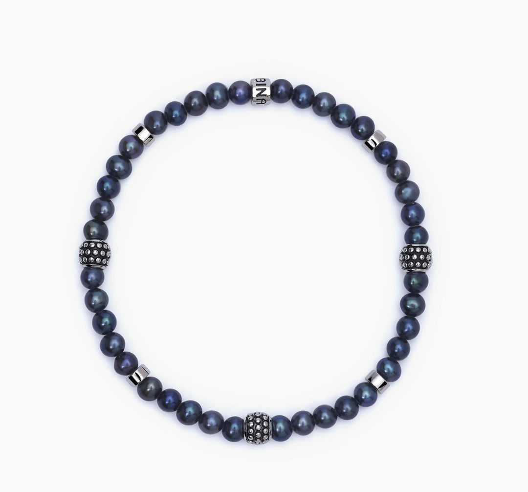 Bracciale Mabina Uomo con perle nere coltivate