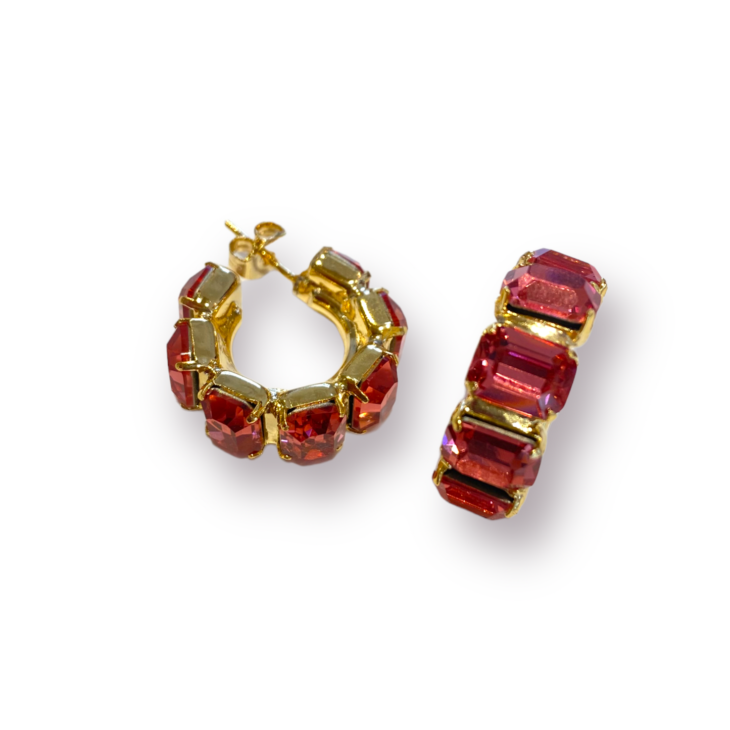 Orecchini Diamond Accessori donna cerchi con pietre Ottagonali Elly