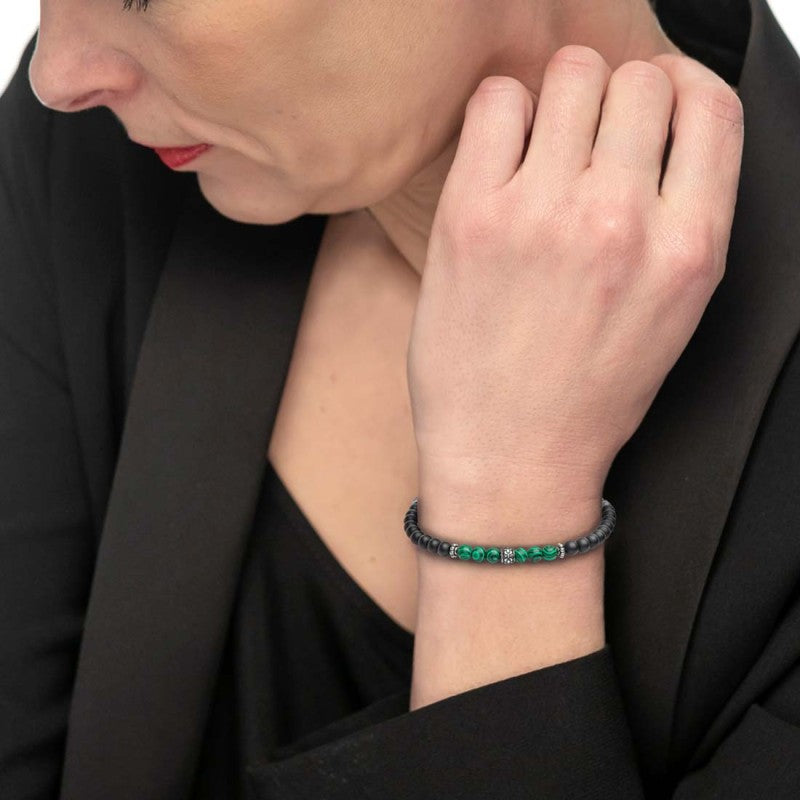 Bracciale unisex Marlù con onice nero e malachite