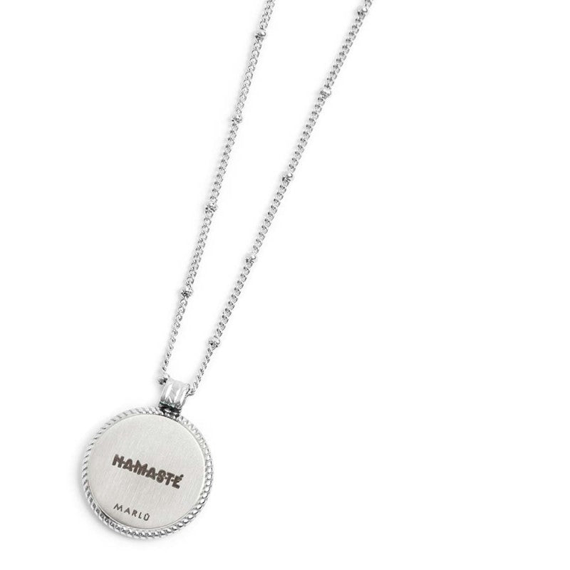 Collana unisex catena grumetta con pendente tondo verde