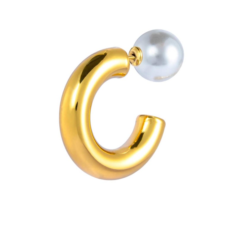Mono orecchino Marlù cerchio bombato 2,9cm con perla