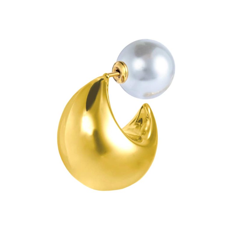 Mono orecchino Marlù cerchietto bombato 2,2cm con perla