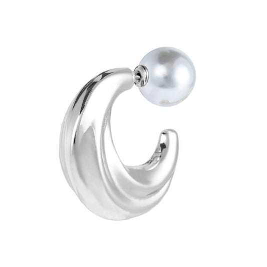Mono orecchino Marlù cerchio bombato lavorato 2,9cm con perla