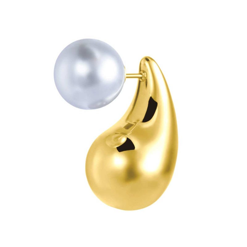 Mono orecchino Marlù goccia bombata 2,6cm con perla