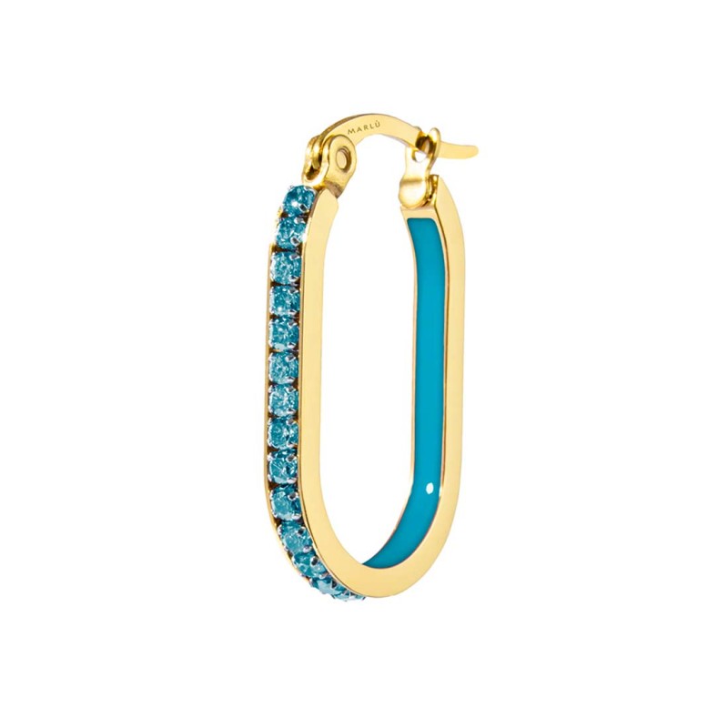 Mono orecchino Marlù donna ovale con zirconi e smalto gold