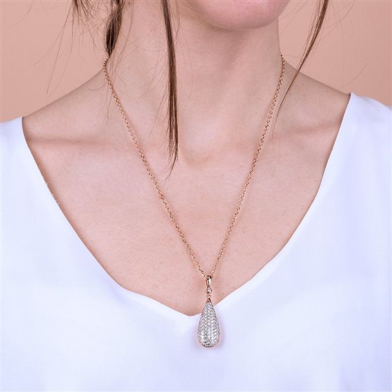 Collana Bronzallure con Pendente a Goccia Pavé in Cubic Zirconia