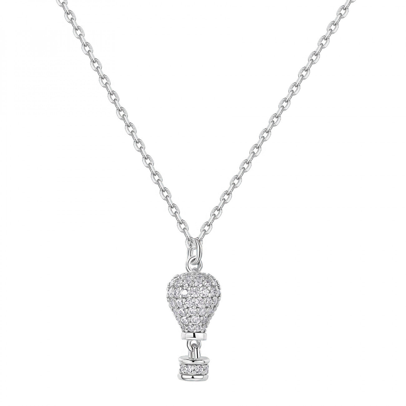 Collana Rosato Aria mongolfiera zirconata argento