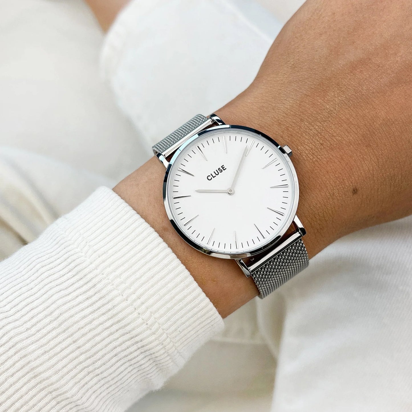 Orologio Cluse Boho Chic Mesh White