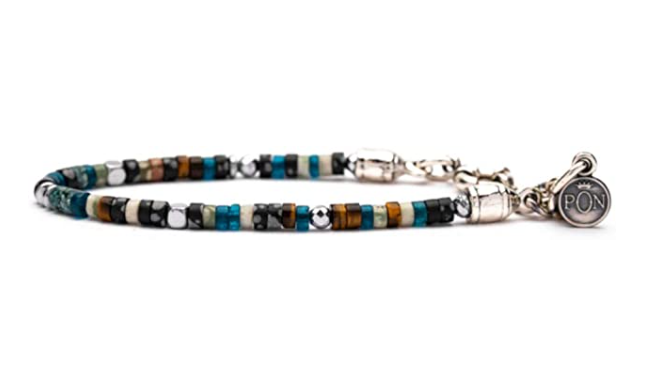 Bracciale Portonovo uomo pietre naturali occhio di tigre e petrolio