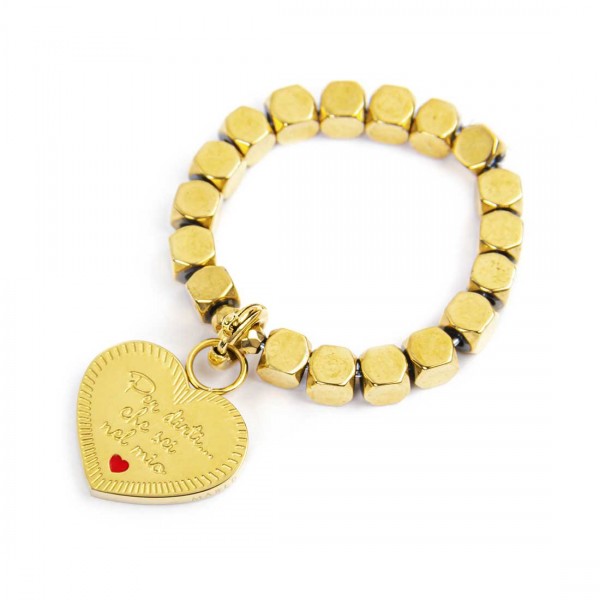 Anello Marlù Donna elastico con pendente cuore Sorella PVD Oro