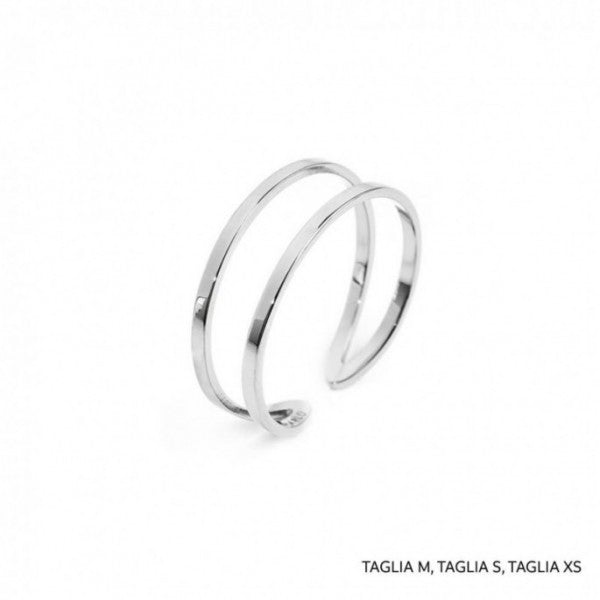 ANELLO DOPPIA FASCIA RETTANGOLARE ACCIAIO