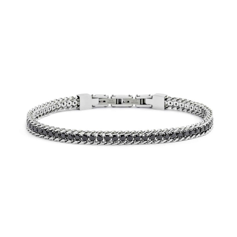 Bracciale Marlù uomo Tennis e grumetta Zirconi neri 2,5mm