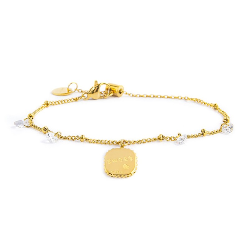 Bracciale Marlù donna con cristalli e sfere, cuore pendente con cristallo rosso