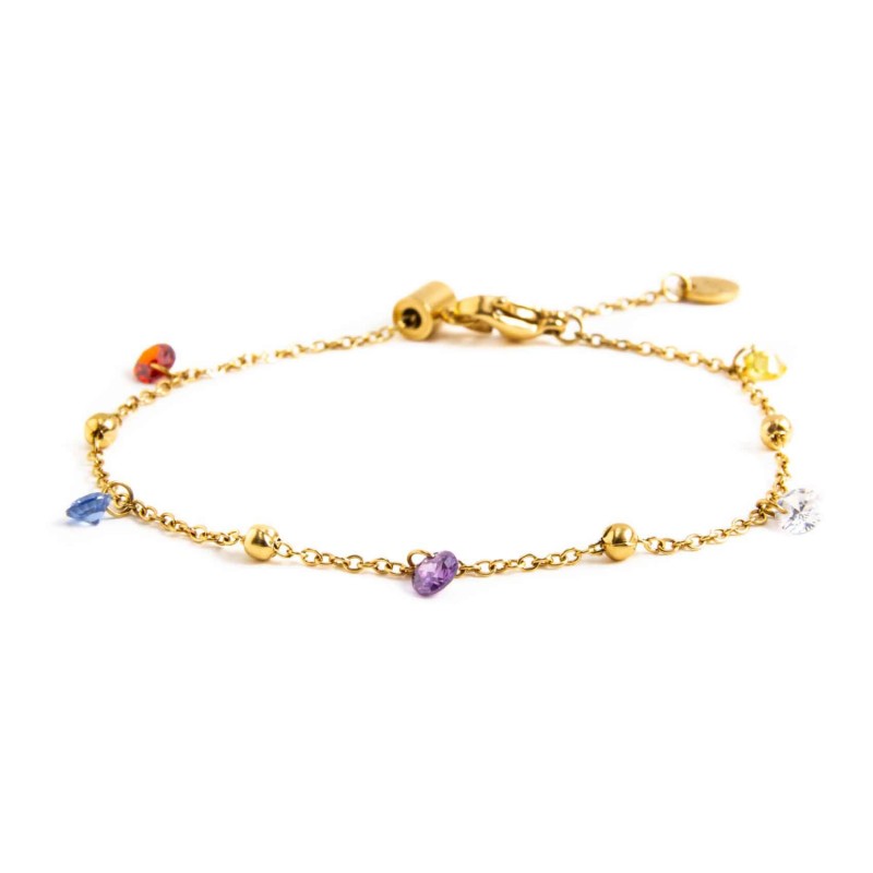 Bracciale Marlù donna oro con cristalli colorati e sfere