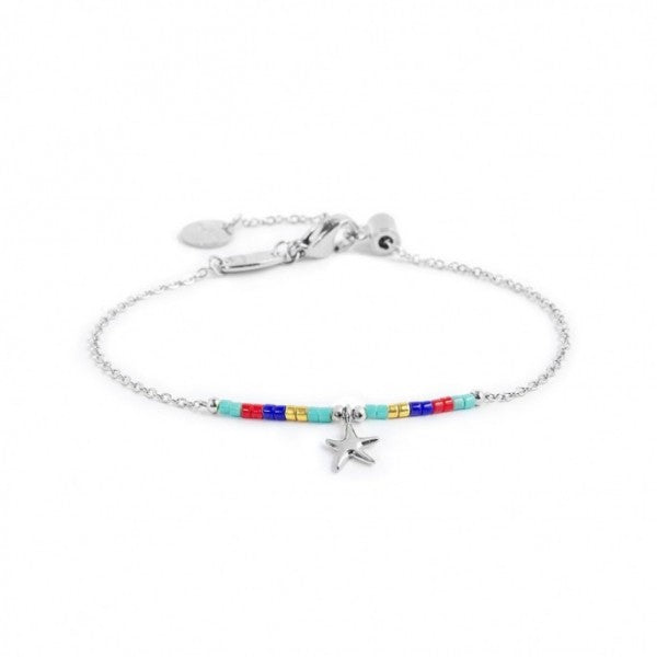 BRACCIALE STELLA MARINA PENDENTE E MIYUKI MULTICOLORE ACCIAIO